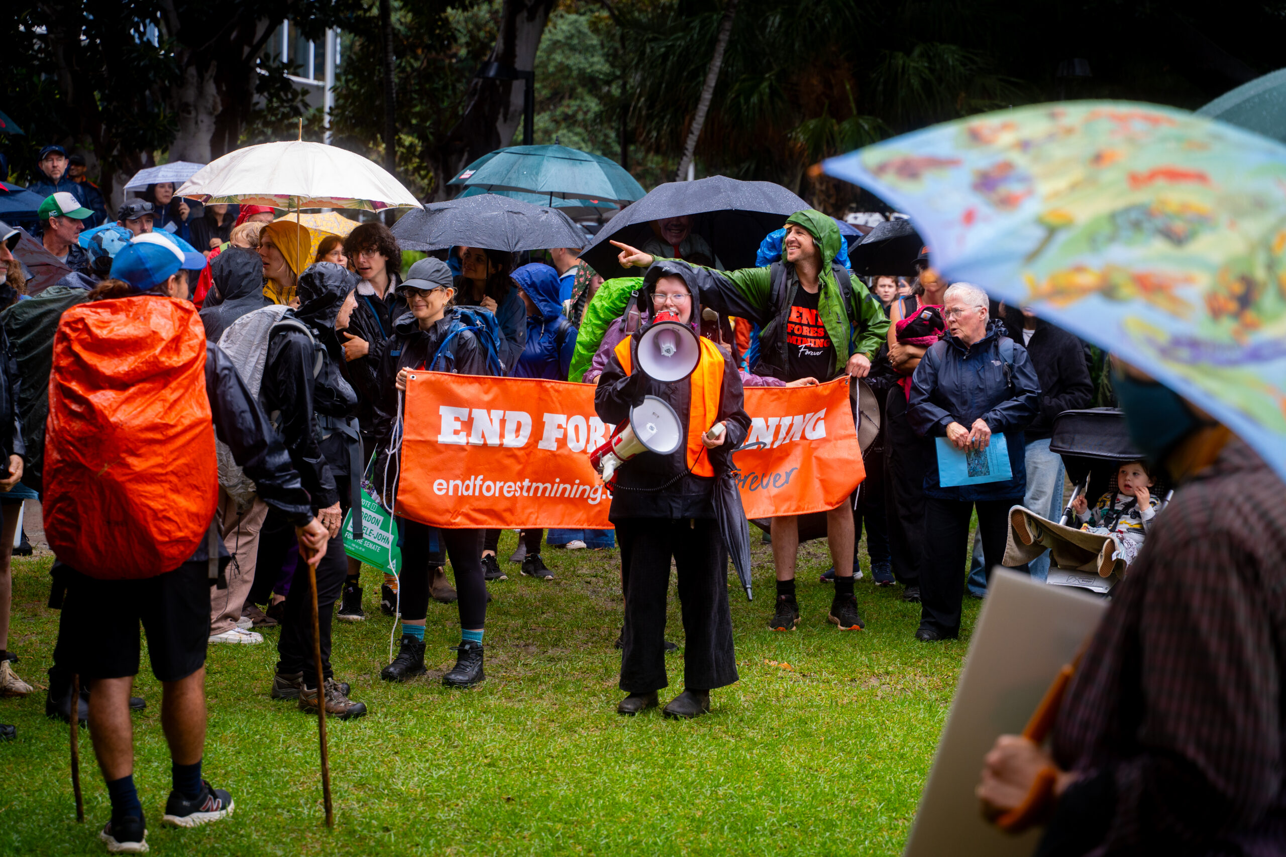 Big Jarrah Rally attendees out in the rain