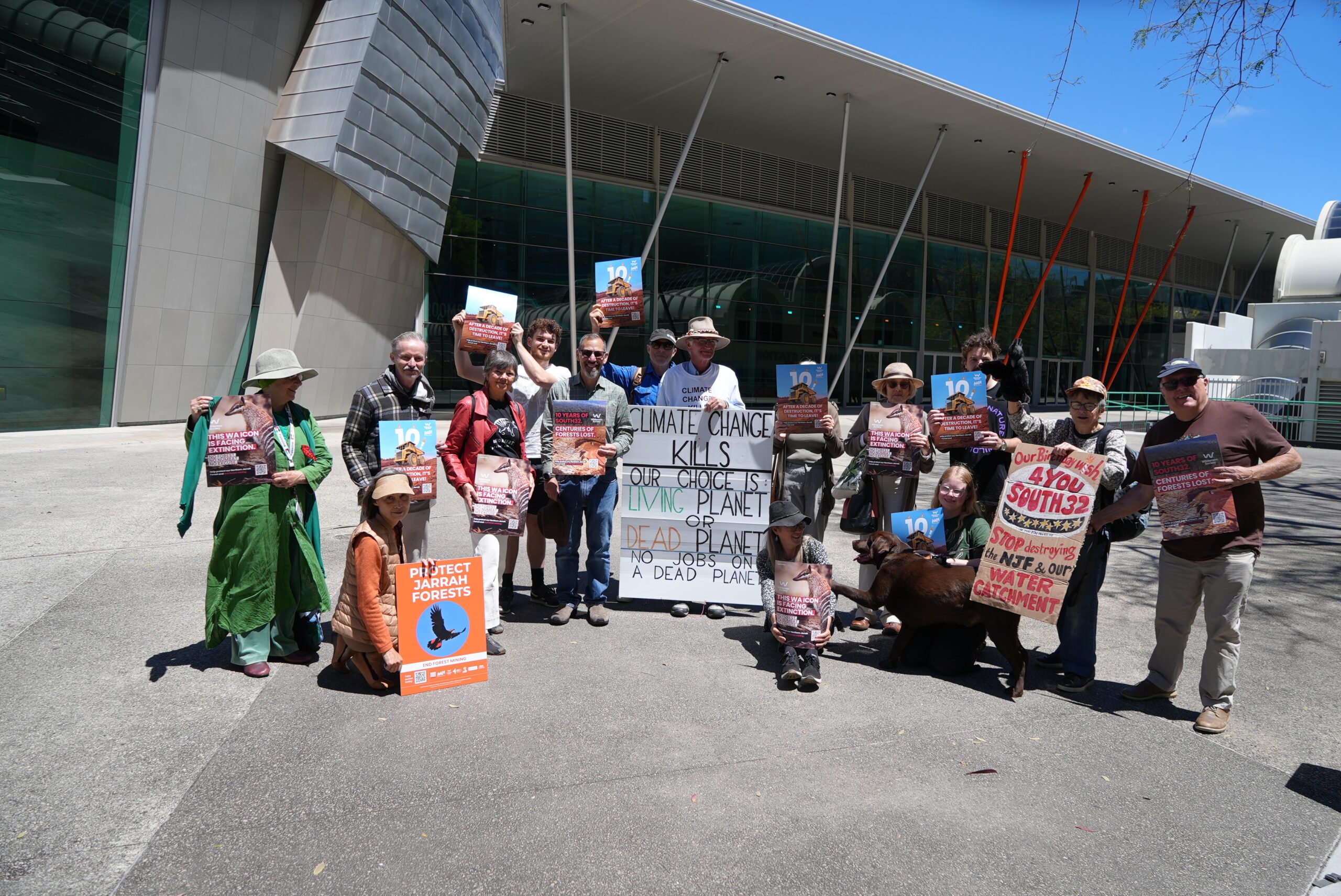 Protestors outside South32 AGM