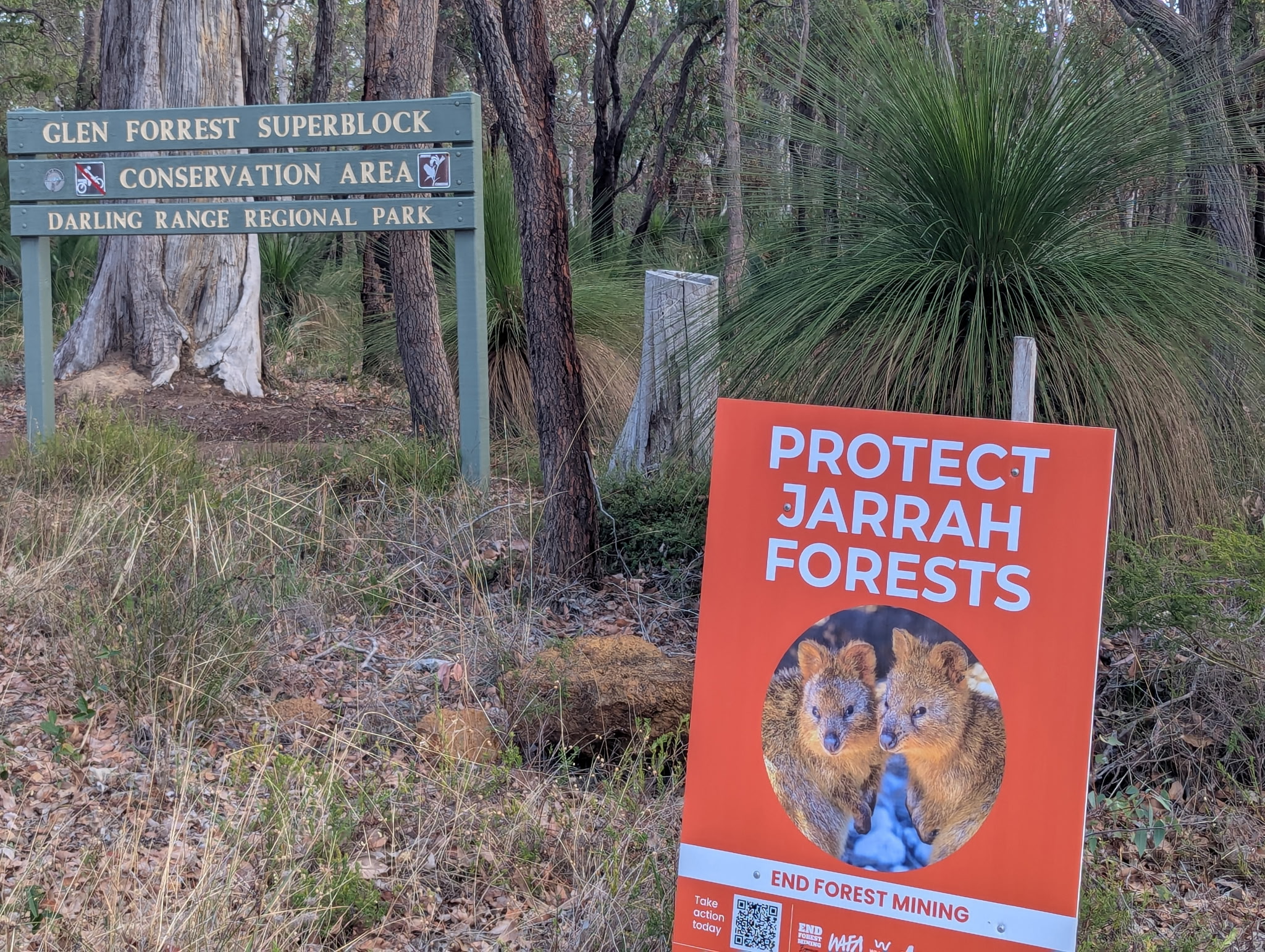 An end forest mining placard at Glen Forrest conservation area